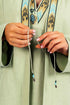 Embroidered long sleeves coat in linen